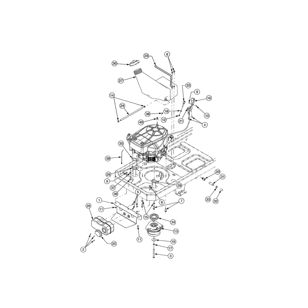 Engine Connections Diagram and Parts List for 17AI2ACP756  Cub Cadet Lawn Tractor